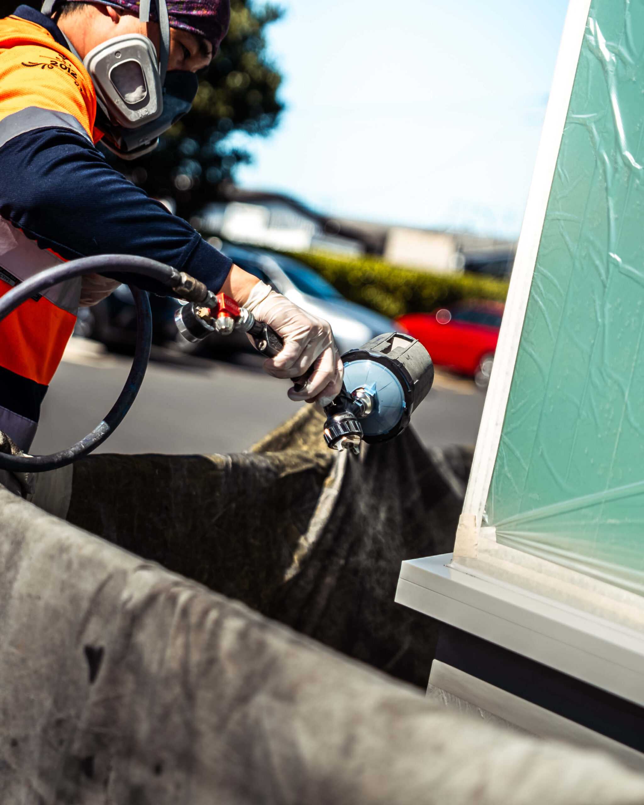 wrnz-walmsley-centre-joinery-coating-03.jpg Exterior aluminium joinery coating in progress at Walmsley Commercial Centre Auckland